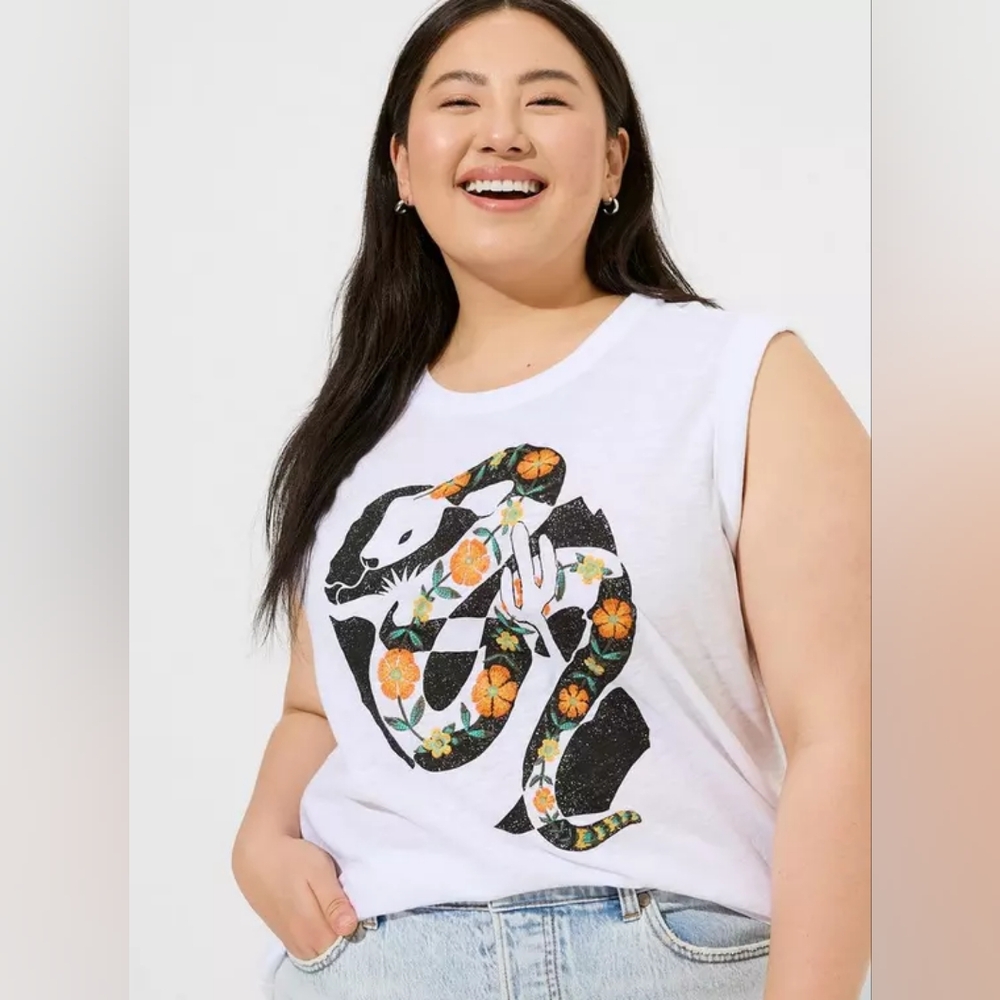 Torrid Desert Snake Classic Fit Heritage Slub Crew Neck Muscle Tee Plus Size 0